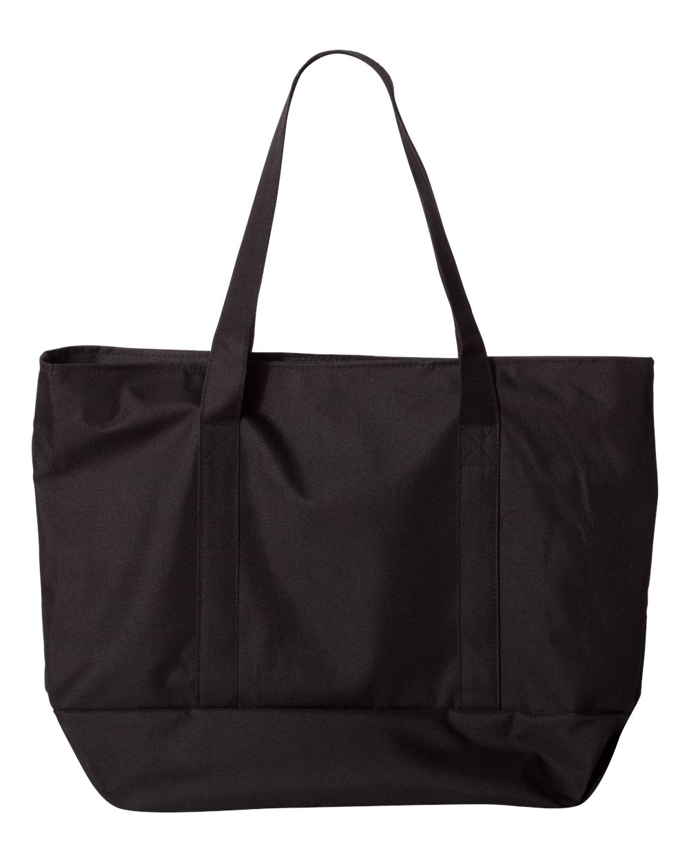 Front View of Black/ Black Bay View Giant Zippered Tote - 7006