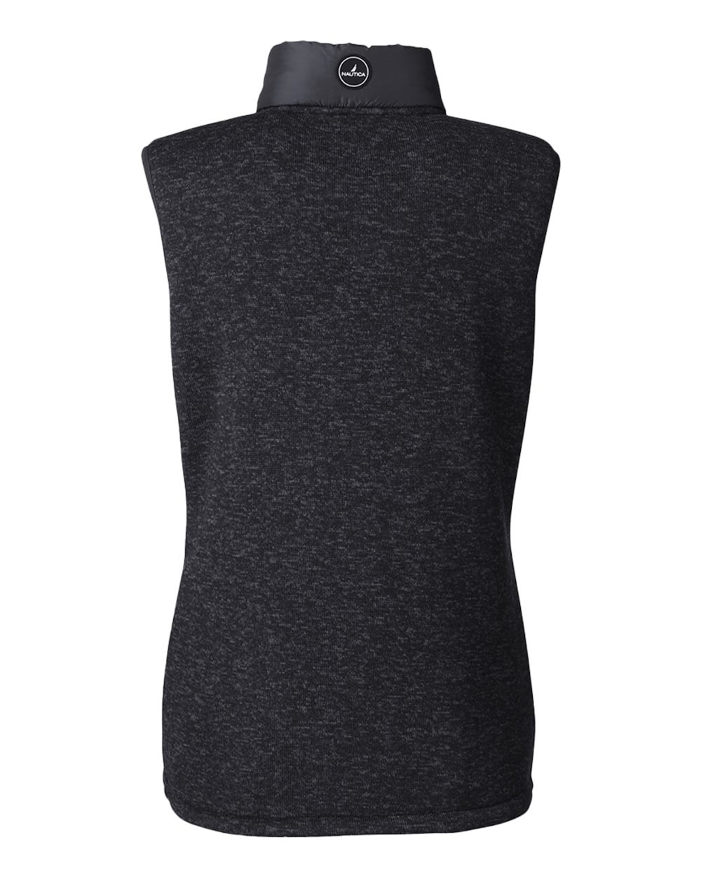 Front View of Black/ Black Heather Women's Harbor Puffer Vest - N17947