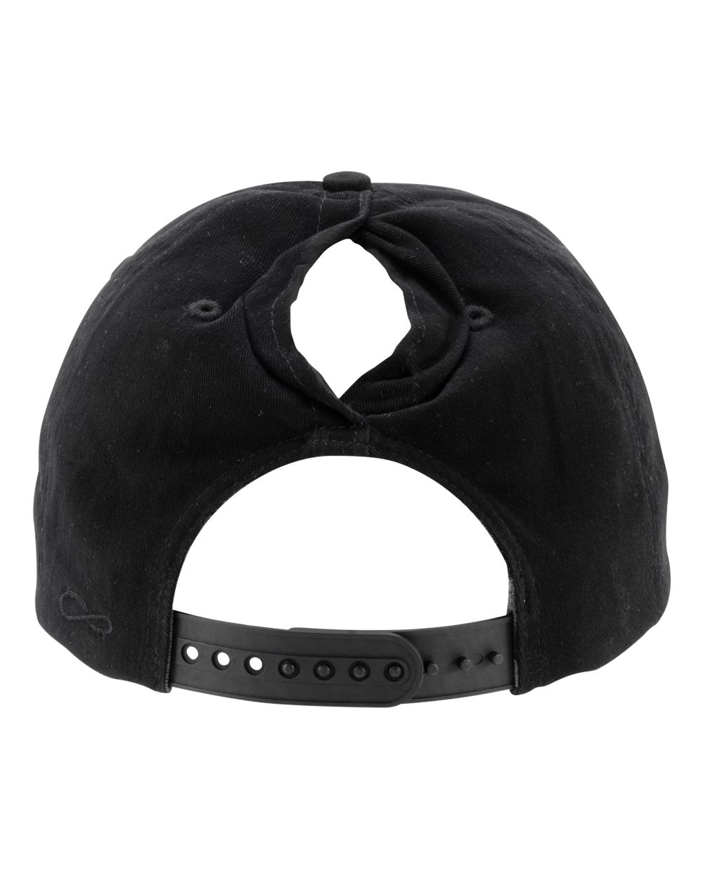 Rear View of Black/ Black Leopard Women's Washed 5-Panel with Rope - MAYA
