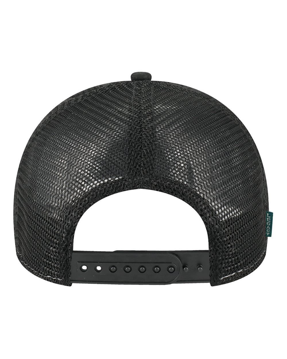 Front View of Black/ Black Mid-Pro Snapback Trucker Cap - MPS