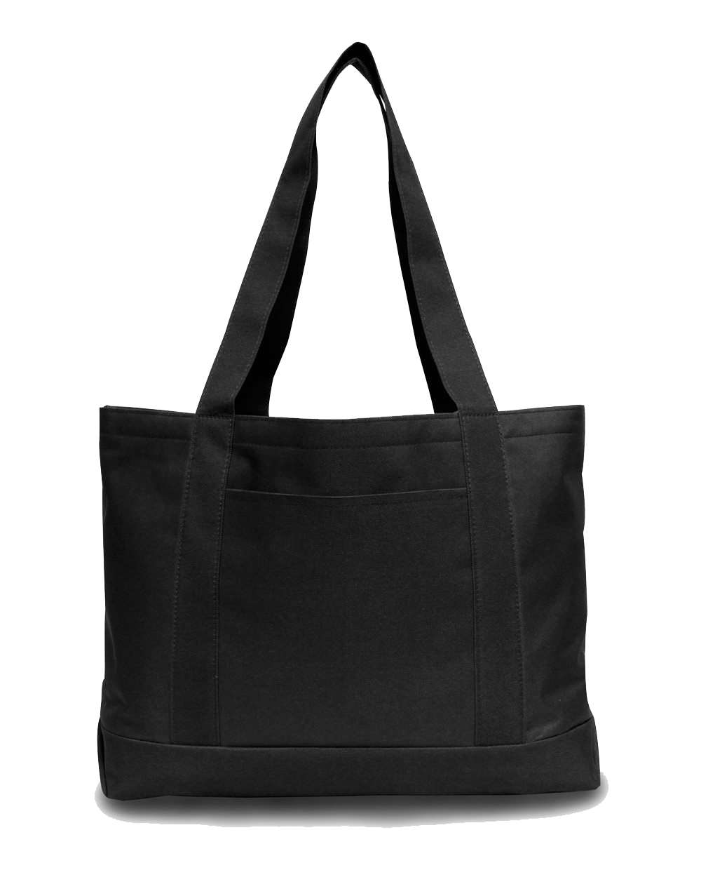 Front View of Black/ Black P&O Cruiser Tote - 7002