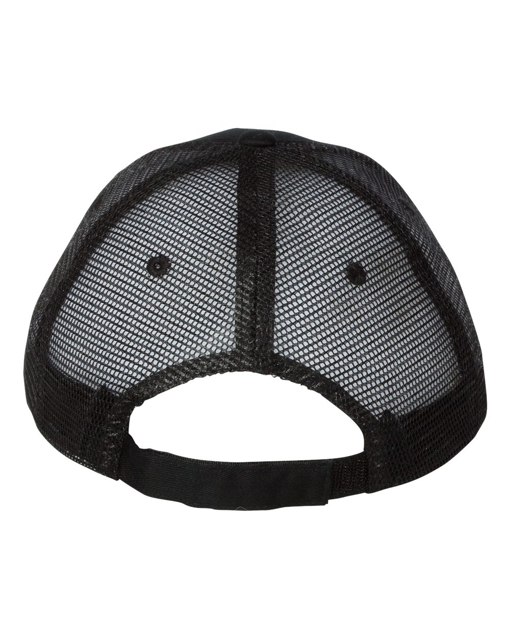 Rear View of Black/ Black Sandwich Trucker Cap - S102