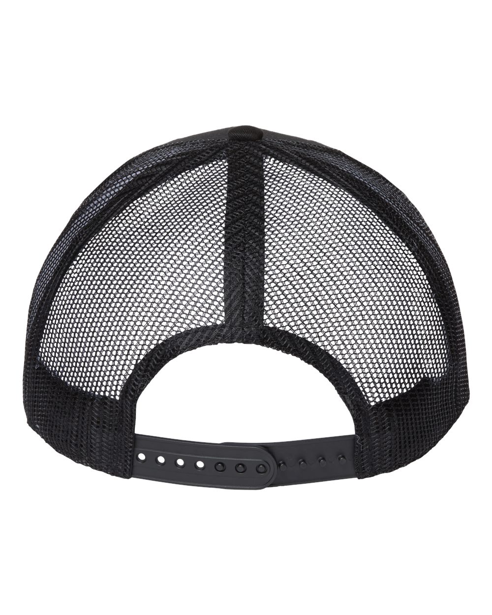 Front View of Black/ Black Sustainable Trucker Cap - BRYCE