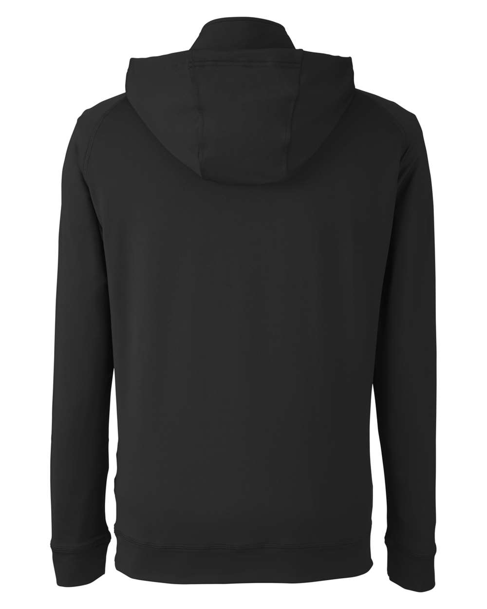 Rear View of Black/ Black Vandyke Quarter-Zip Pullover Hooded Sweatshirt - SWV600