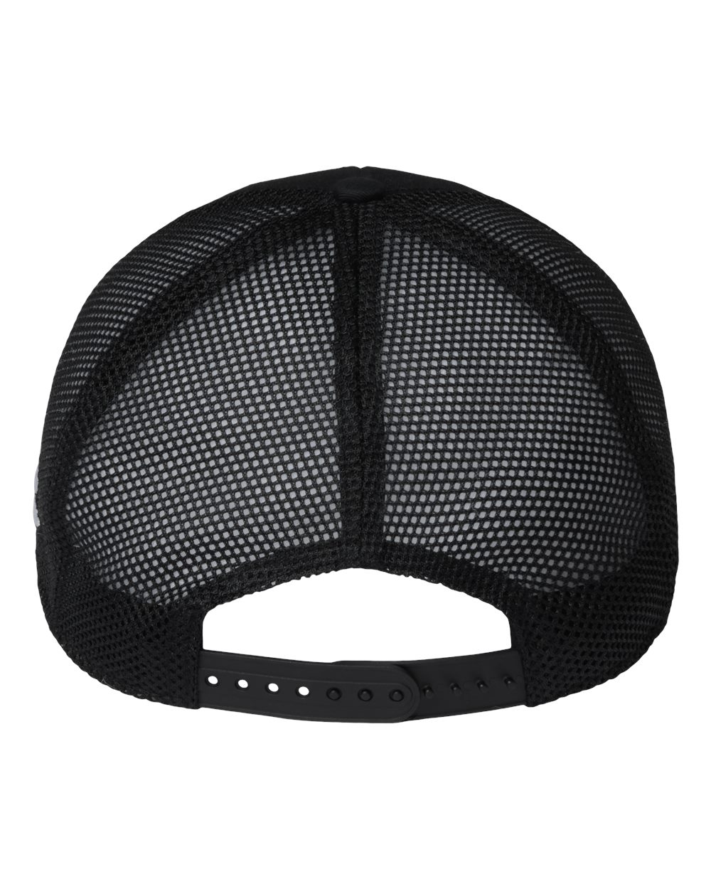 Rear View of Black/ Black/ White Team Mid Trucker Cap - 6013112