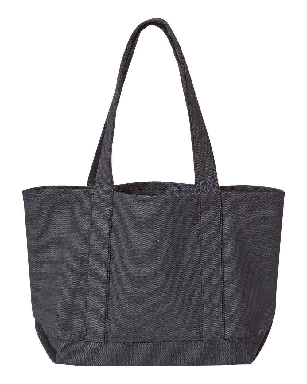 Front View of Black/ Black Windward Large Cotton Canvas Classic Resort Tote - 8871