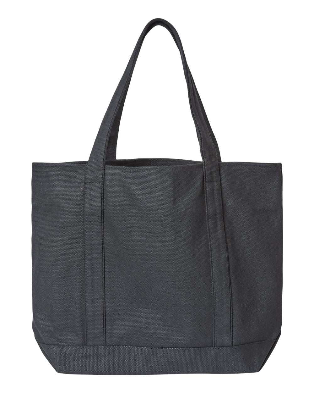 Front View of Black/ Black XL Zippered Cotton Canvas Resort Tote - 8873