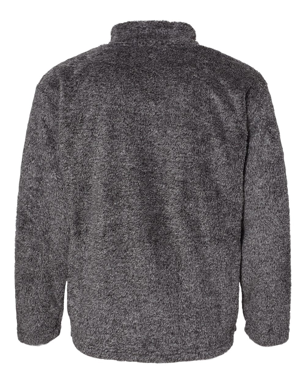 Rear View of Black Boundary Shag Frosty Sherpa Quarter-Zip Pullover - 8464