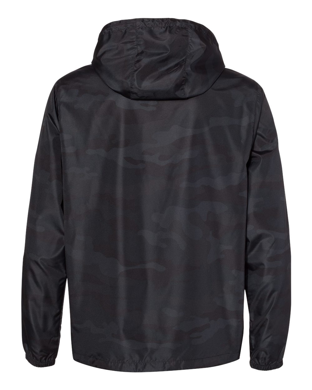 Front View of Black Camo Lightweight Quarter-Zip Windbreaker Pullover Jacket - EXP54LWP