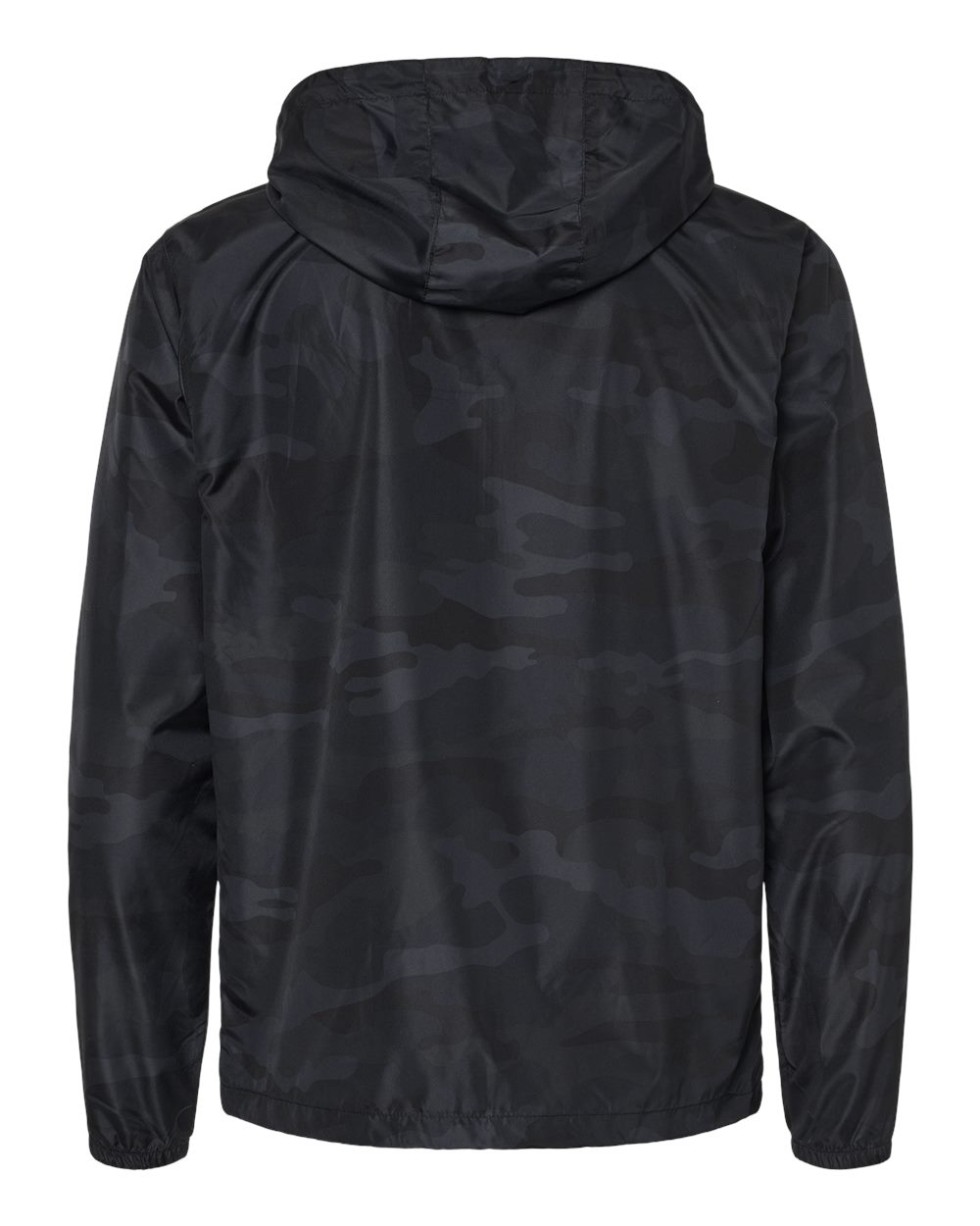 Front View of Black Camo Lightweight Windbreaker Full-Zip Jacket - EXP54LWZ