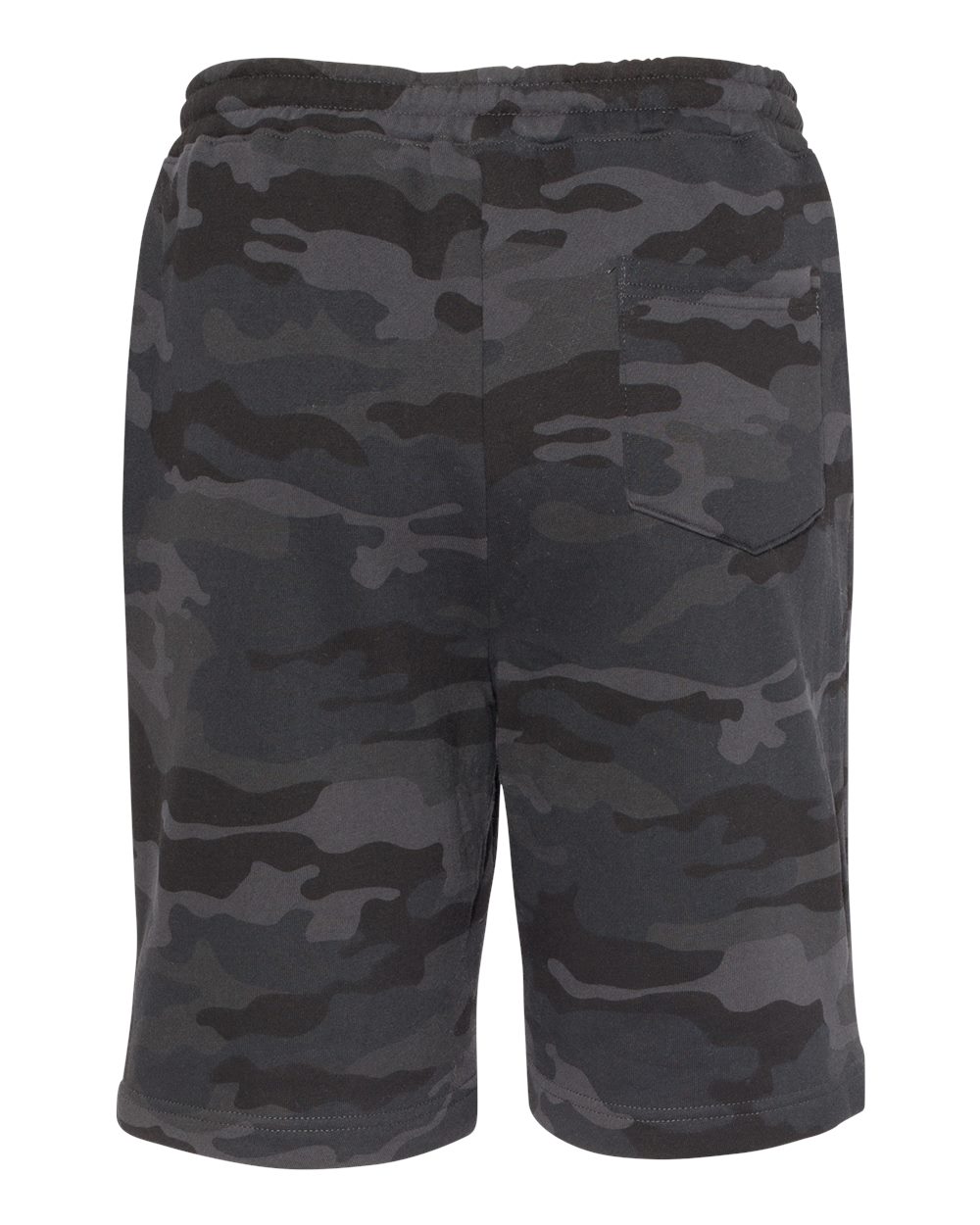Rear View of Black Camo Midweight Fleece Shorts - IND20SRT