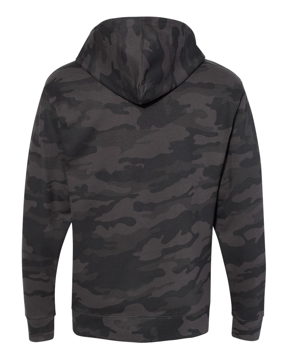 Front View of Black Camo Midweight Hooded Sweatshirt - SS4500