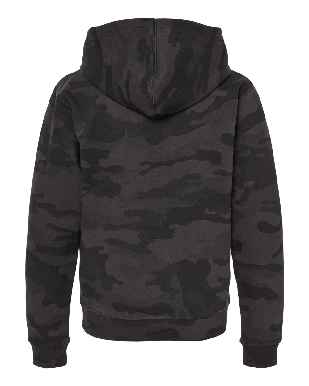 Front View of Black Camo Youth Midweight Hooded Sweatshirt - SS4001Y