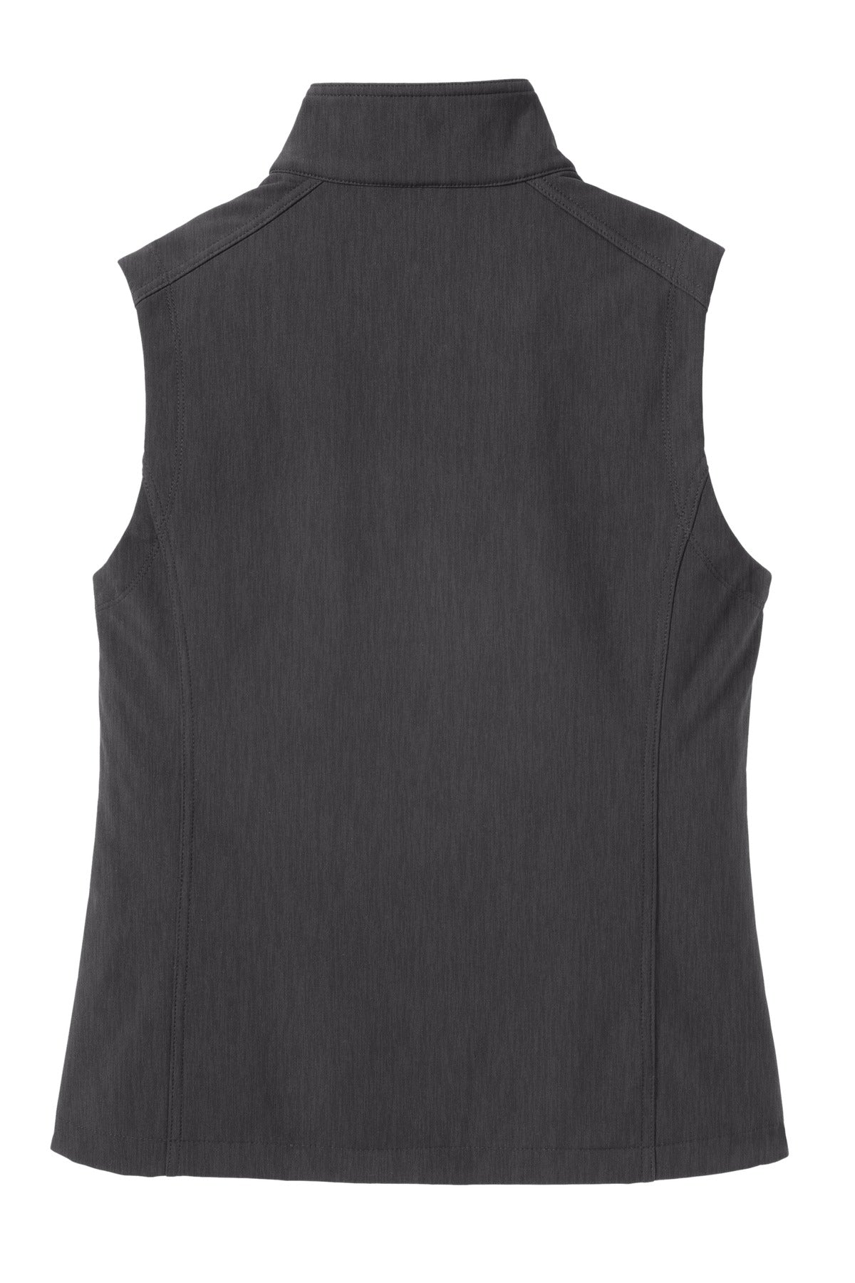 Rear View of Black Char Hth Port Authority Women's Core Soft Shell Vest. L325