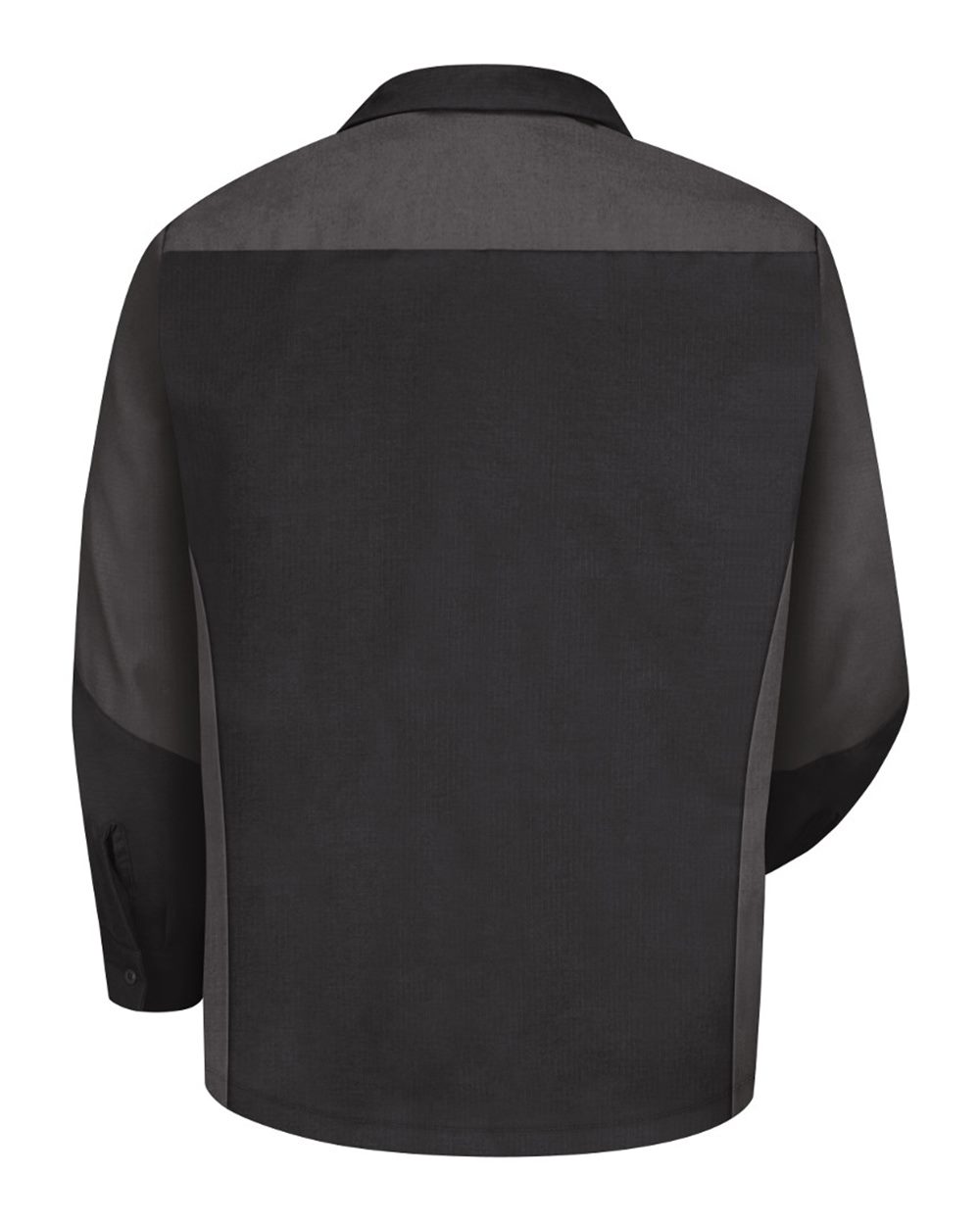 Front View of Black/ Charcoal Long Sleeve Automotive Crew Shirt - SY10