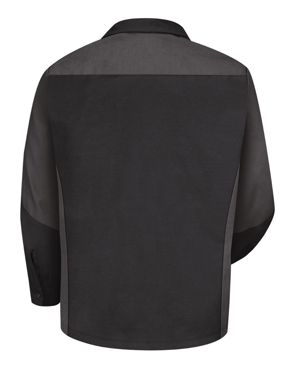 Front View of Black/ Charcoal Long Sleeve Automotive Crew Shirt - Tall Sizes - SY10T