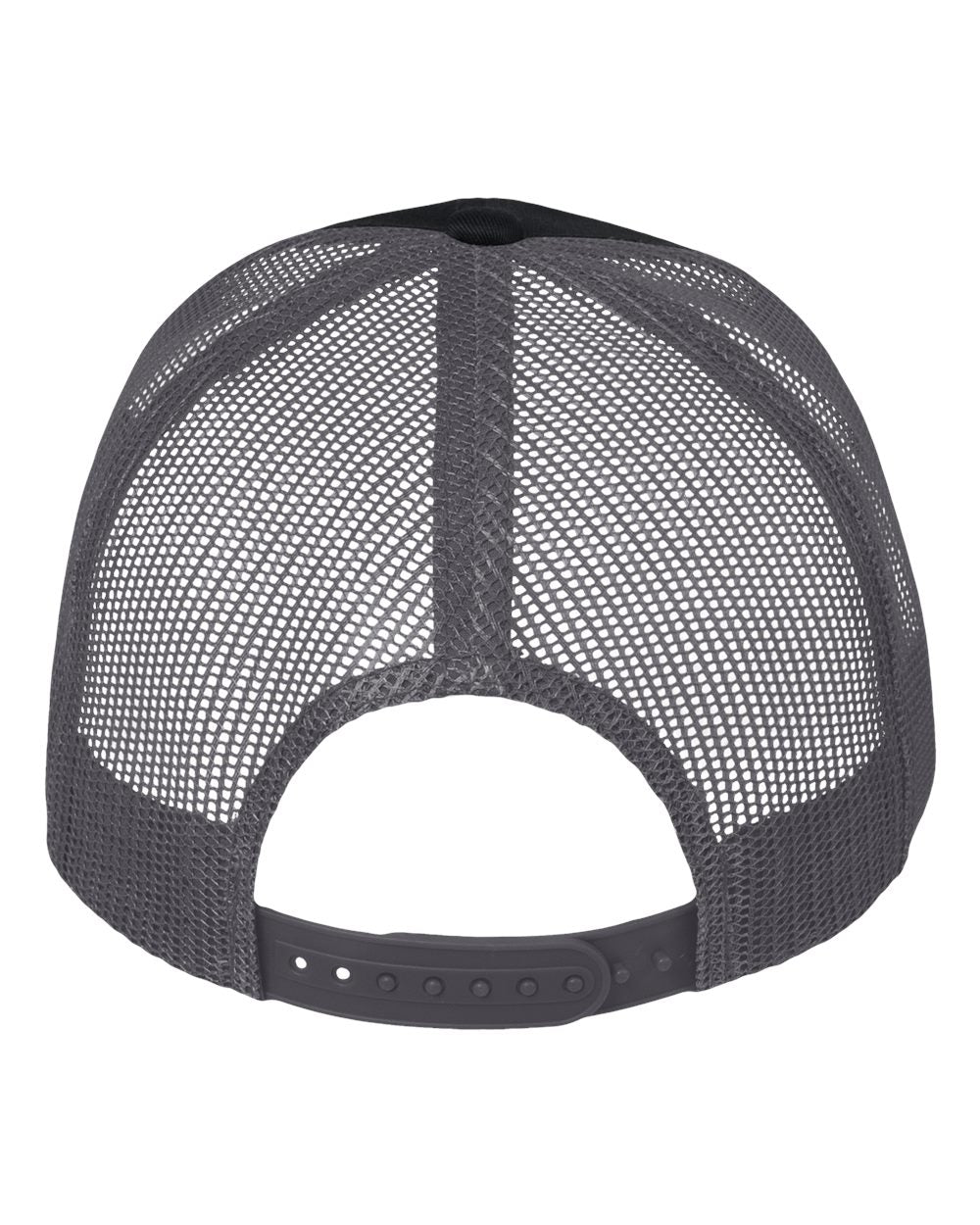 Front View of Black/ Charcoal Mesh-Back Twill Trucker Cap - VC400