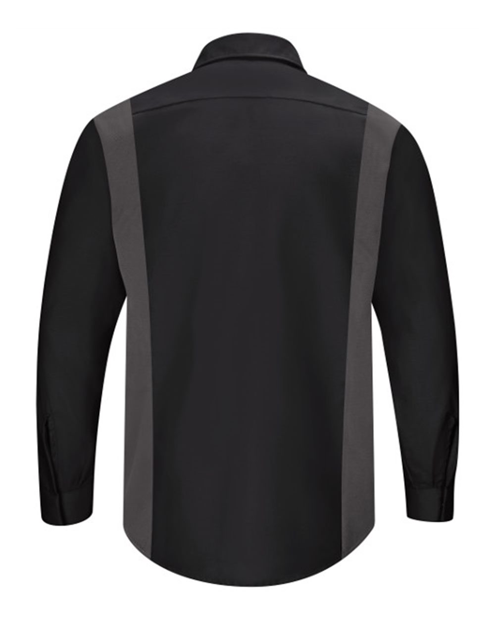 Front View of Black/ Charcoal Performance Plus Long Sleeve Shirt with OilBlok Technology - Tall Sizes - SY32T