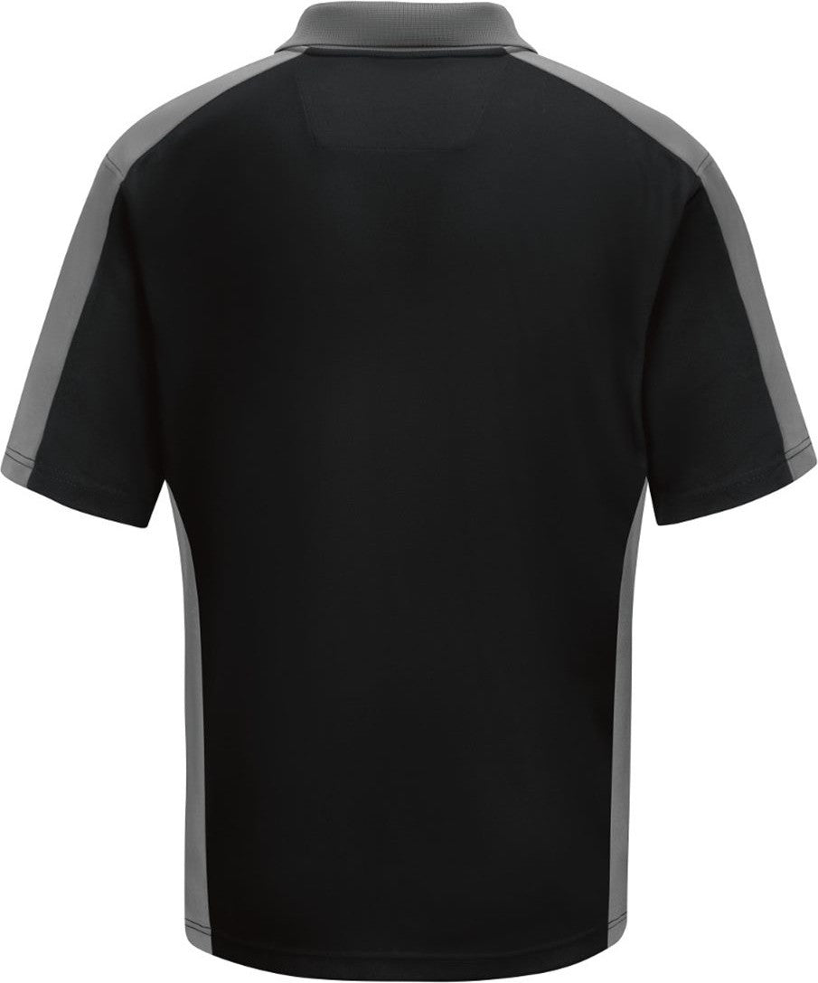 Front View of Black/ Charcoal Short Sleeve Performance Knit Two Tone Polo - SK54