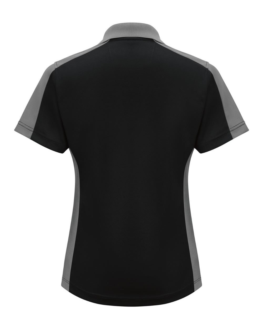Front View of Black/ Charcoal Women's Short Sleeve Performance Knit Two-Tone Polo - SK53