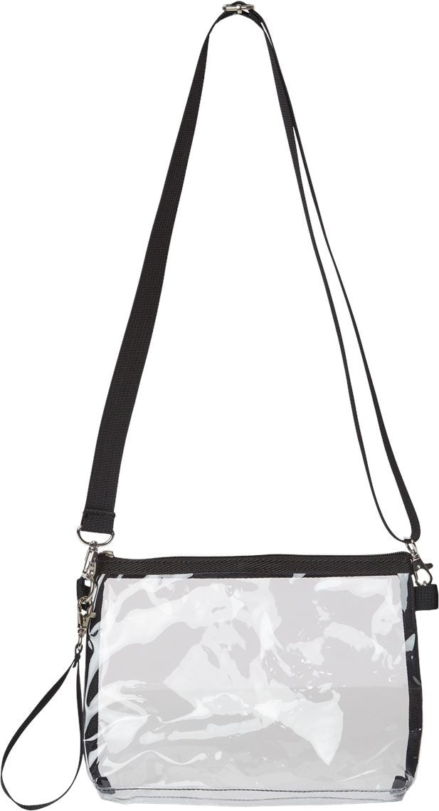 Front View of Black Classic Clear Stadium Purse/Handbag - 5785