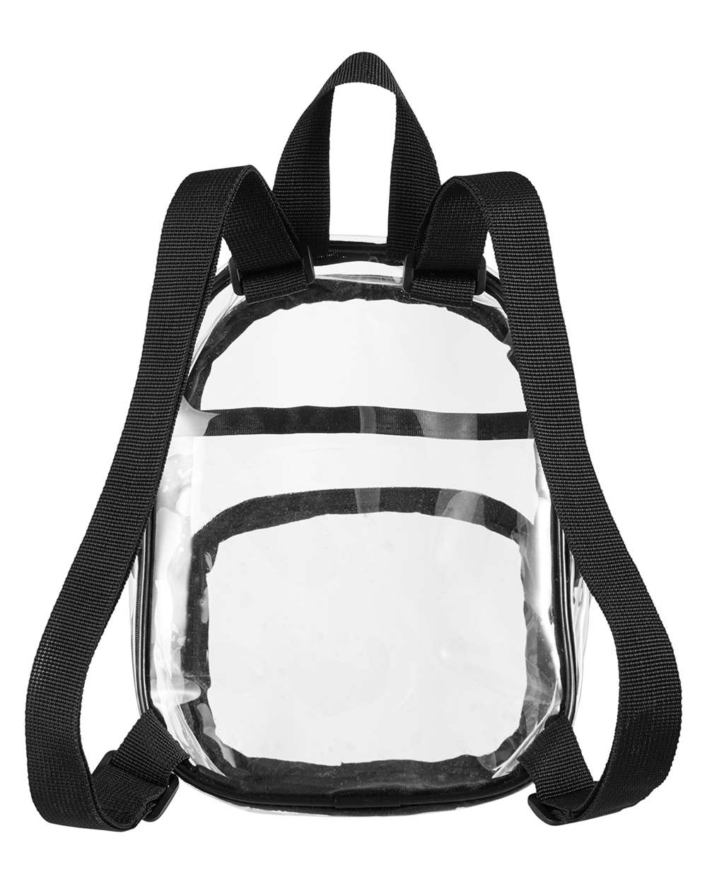 Front View of Black Clear PVC Mini Backpack - BE268