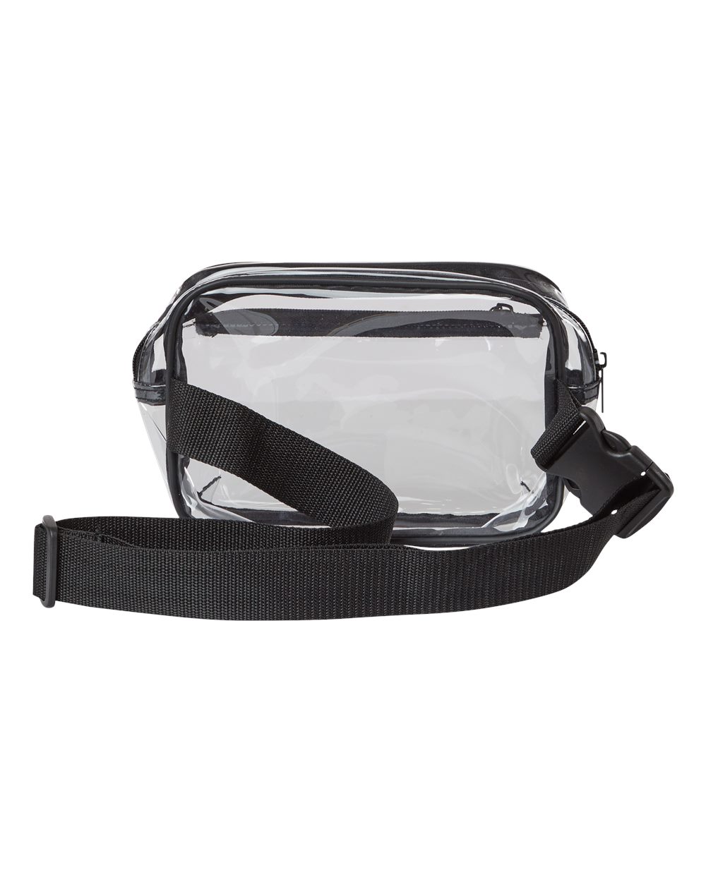 Front View of Black Clear Stadium 2-Pocket Fanny Pack/Crossbody Bag - 5778