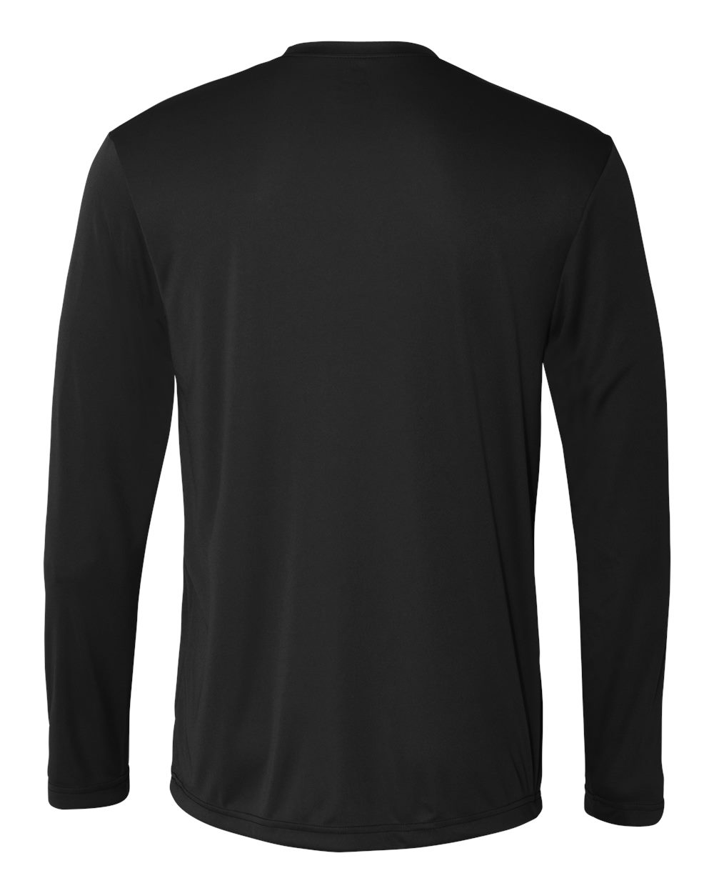 Front View of Black Cool DRI® Long Sleeve Performance T-Shirt - 482L