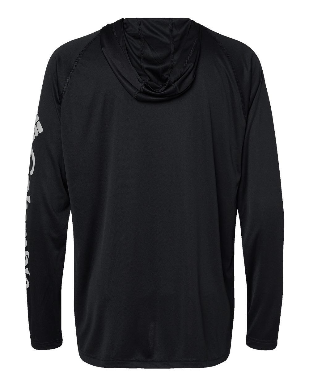 Front View of Black/ Cool Grey PFG Terminal Tackle™ Hooded Long Sleeve T-Shirt - 212482