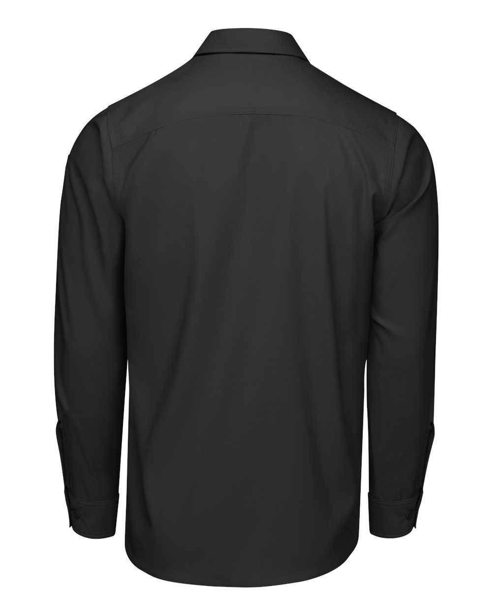 Front View of Black Cooling Long Sleeve Work Shirt - TSM4