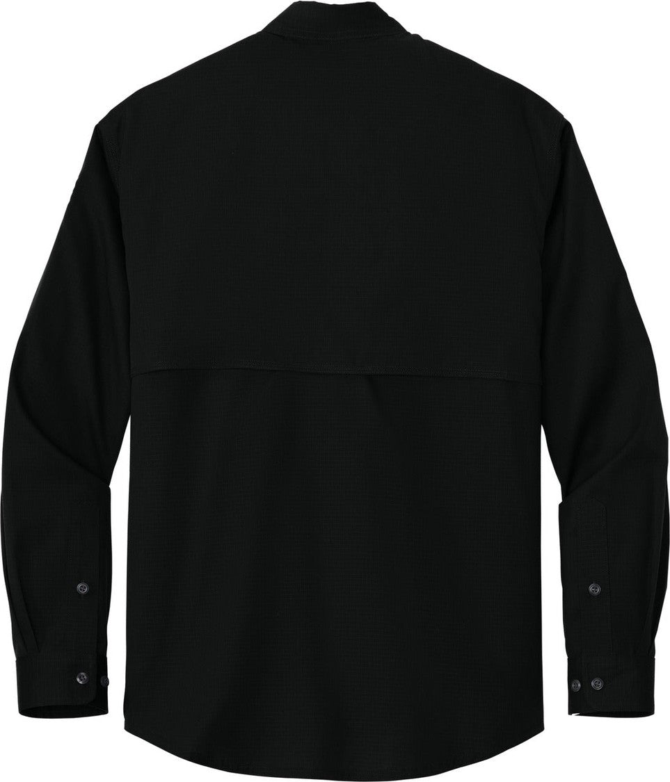 Rear View of Black CornerStone Long Sleeve Select Tactical Shirt CSW176