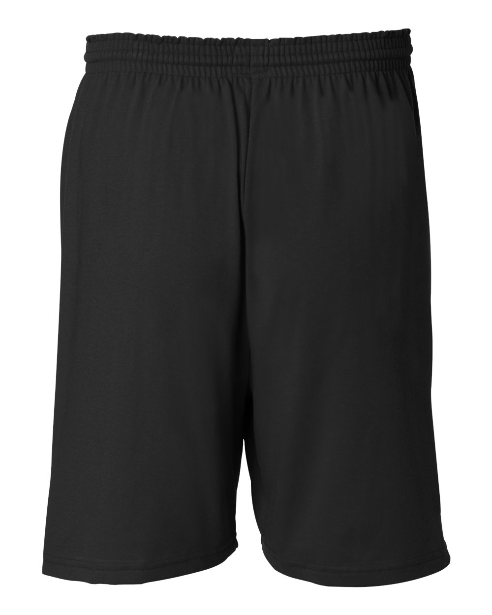Rear View of Black Cotton Gym Shorts - 8187