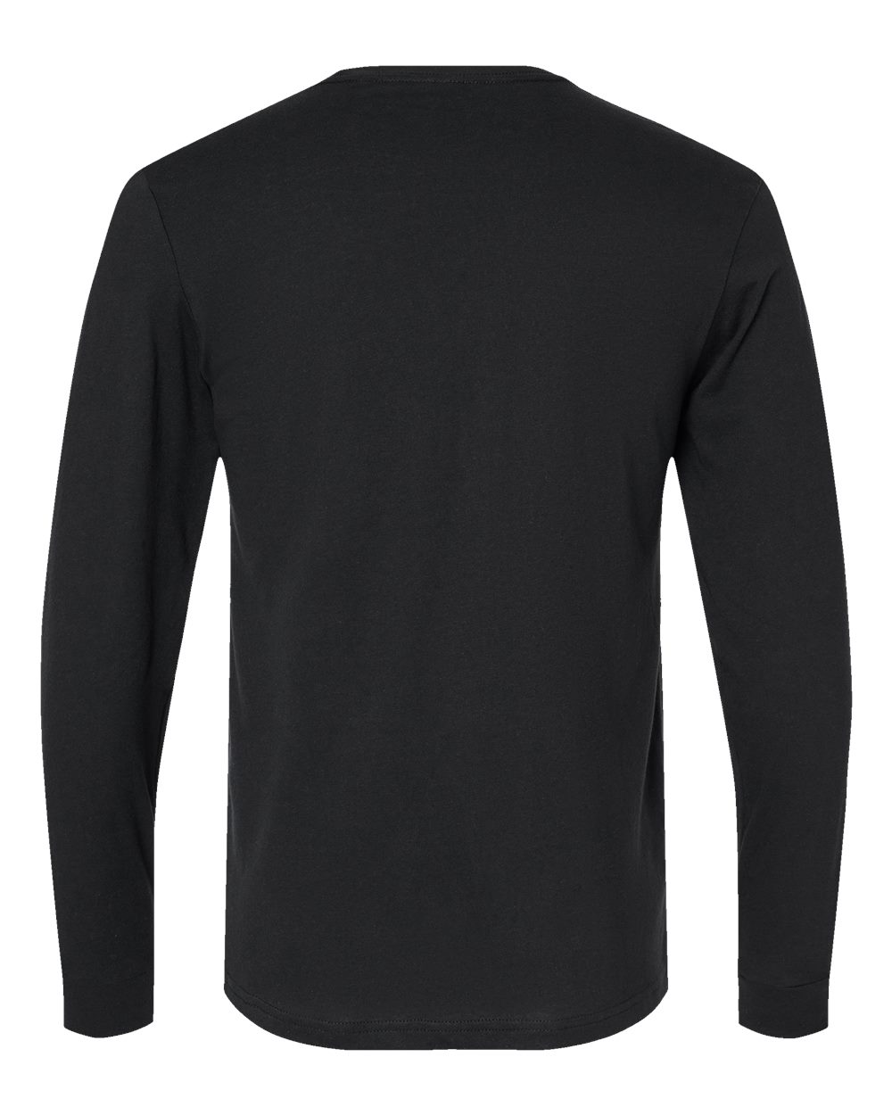 Front View of Black CVC Long Sleeve T-Shirt - 6211