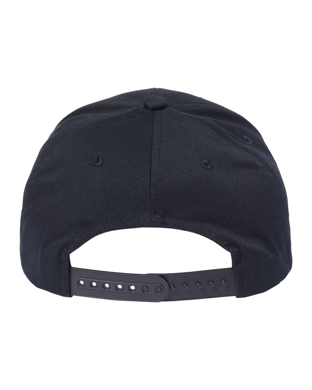 Rear View of Black CVC Snapback Cap - 6389