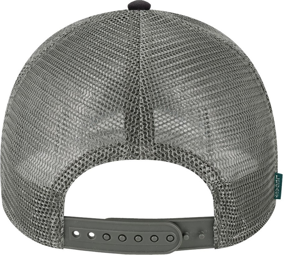 Front View of Black/ Dark Grey Lo-Pro Snapback Trucker Cap - LPS