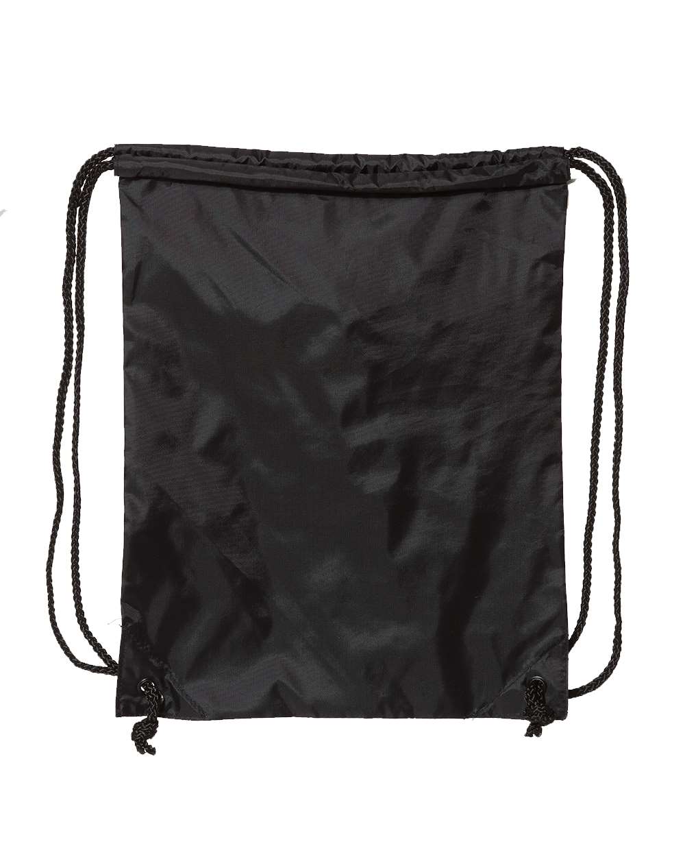 Front View of Black Drawstring Pack with DUROcord - 8881