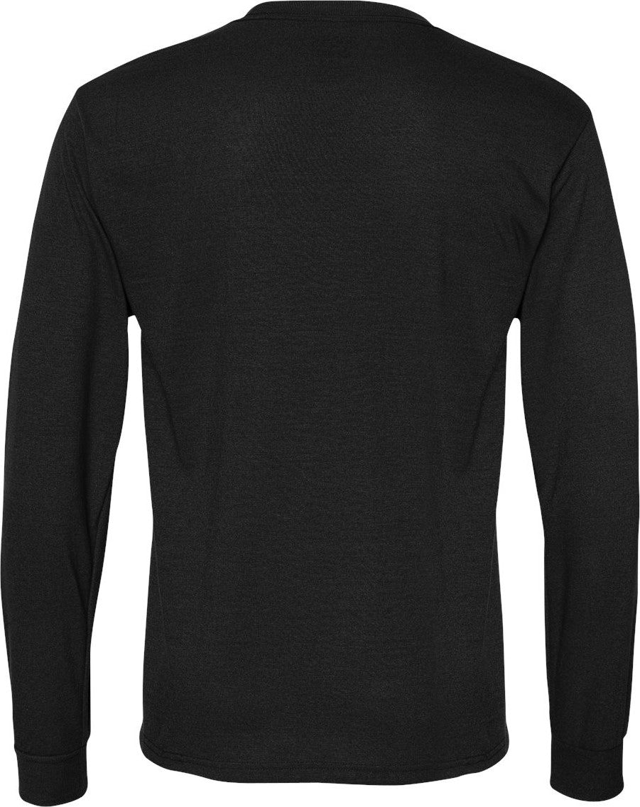Rear View of Black Dri-Power® Performance Long Sleeve T-Shirt - 21MLR