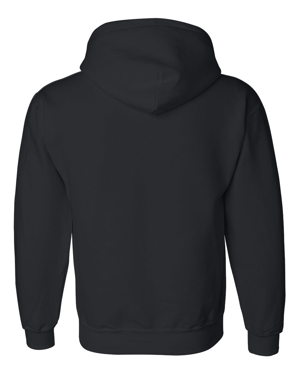 Rear View of Black DryBlend® Hooded Sweatshirt - 12500
