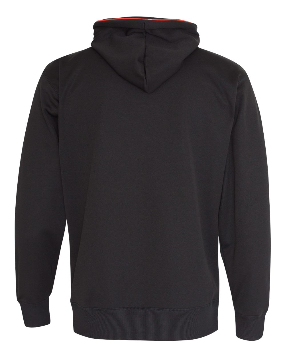 Rear View of Black/ Electric Red Glow Full-Zip Hooded Sweatshirt - 8668