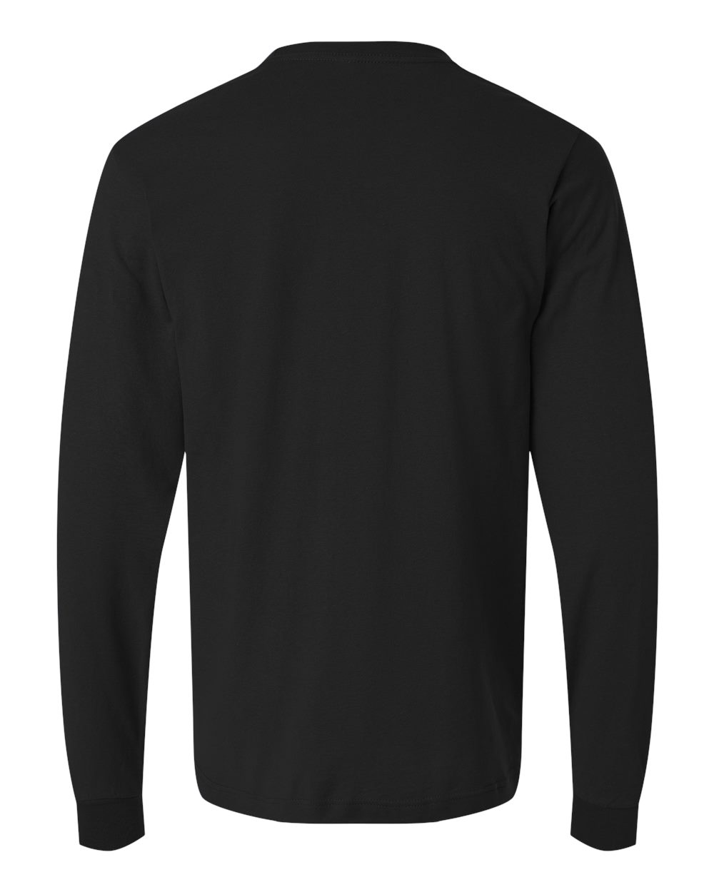 Front View of Black Fine Jersey Long Sleeve T-Shirt - 202LS
