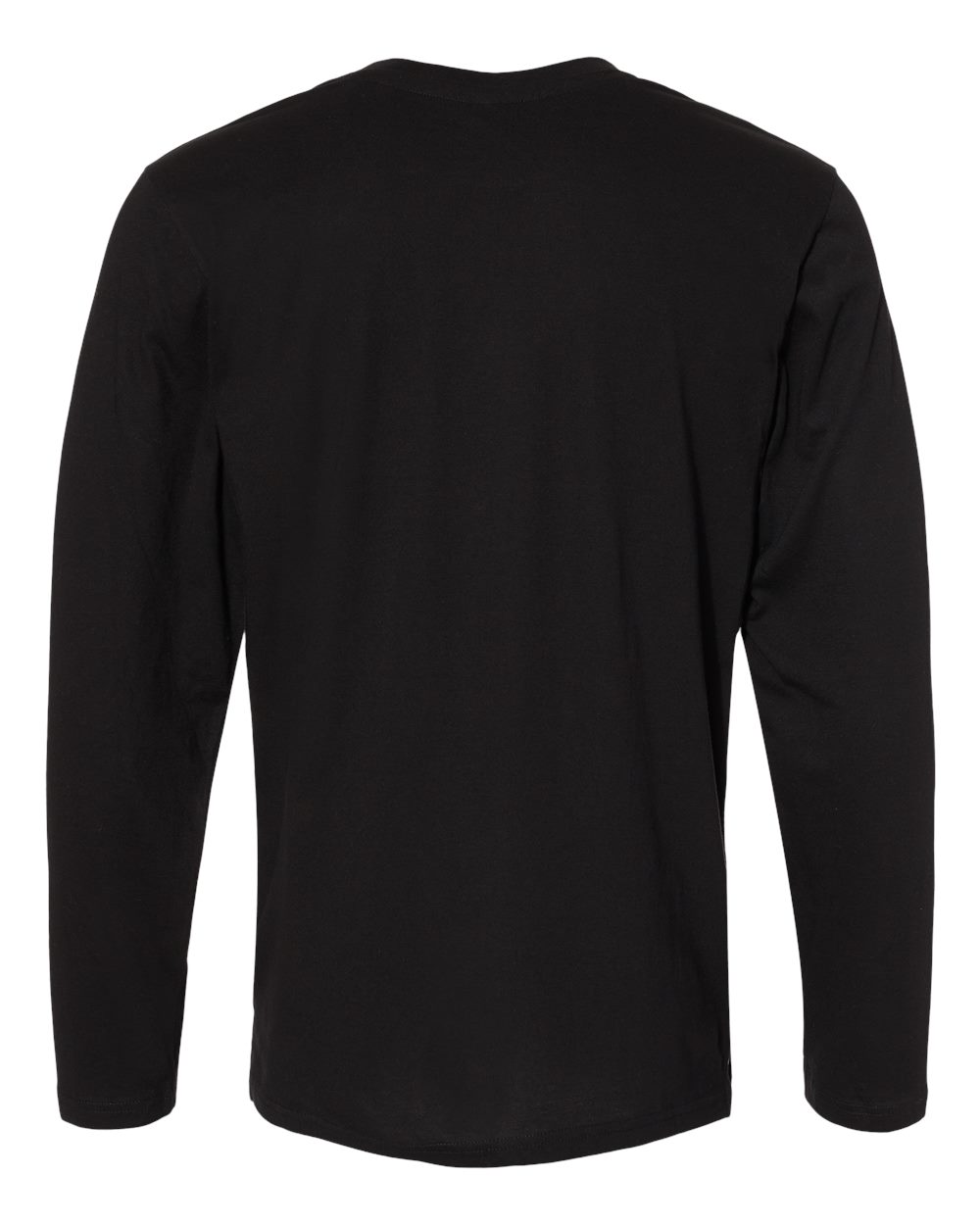 Front View of Black Fine Jersey Long Sleeve Tee - 6918