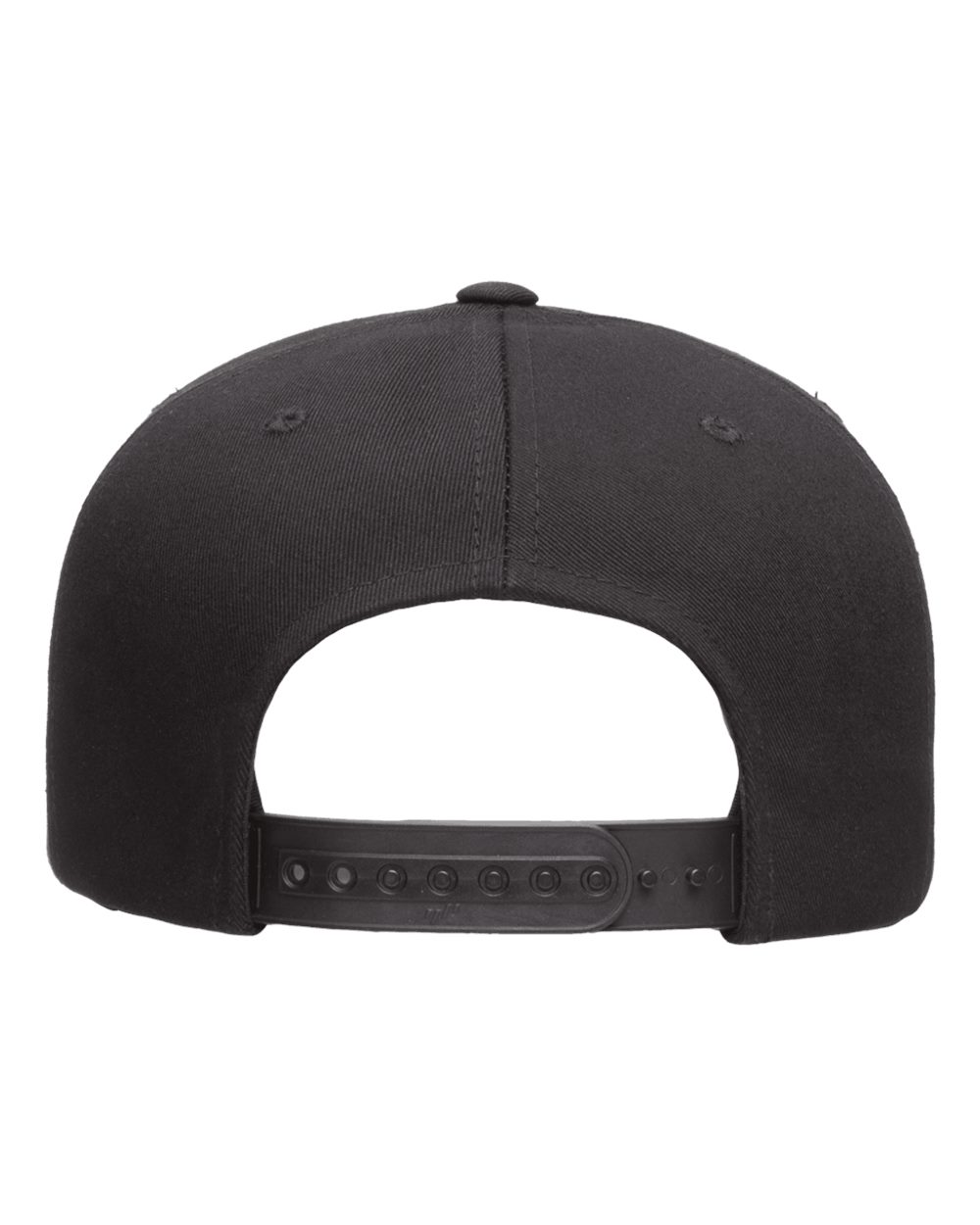 Rear View of Black Five-Panel Cotton Twill Snapback Cap - 6007