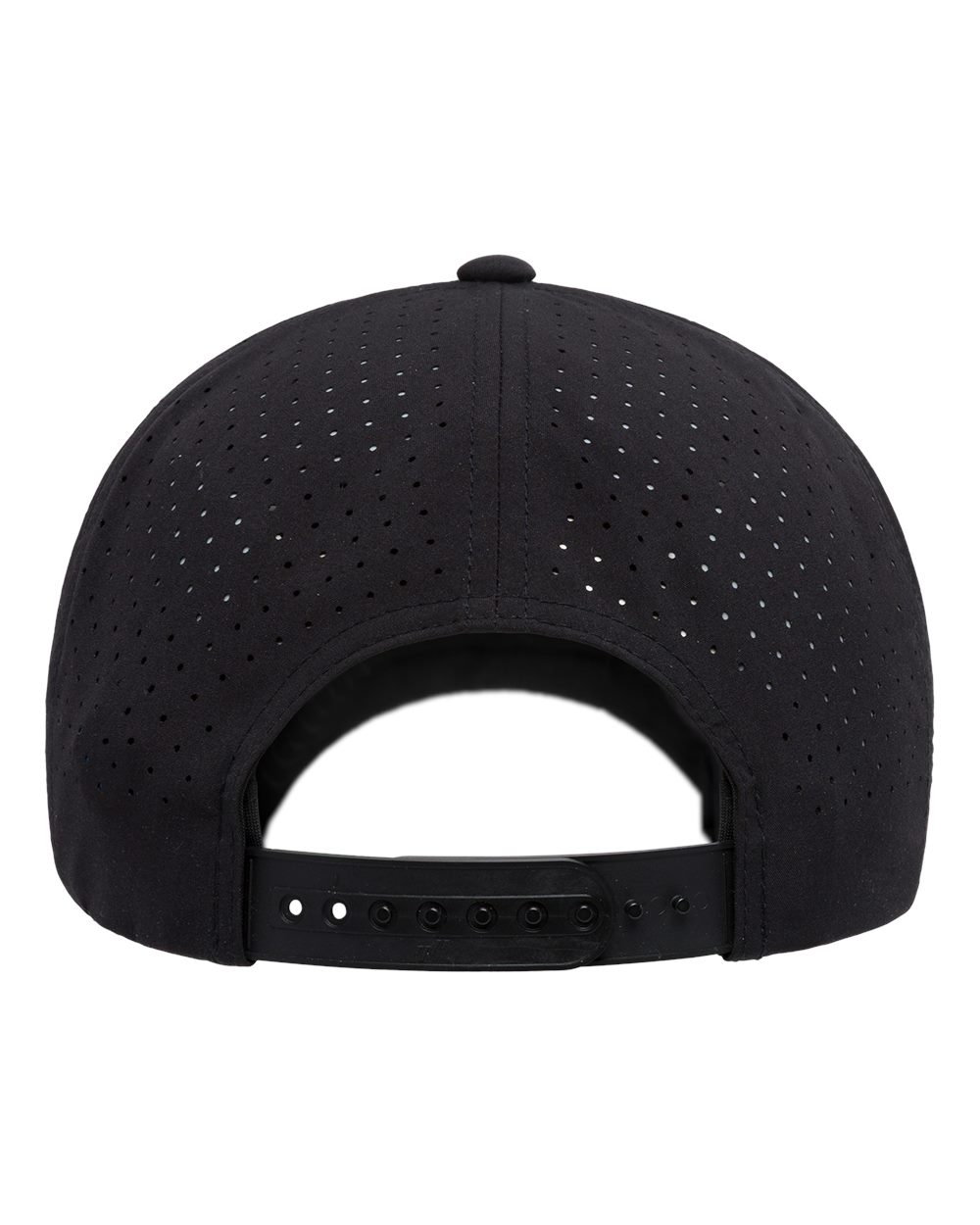 Rear View of Black Five-Panel Perforated Rope Cap - 5389BD plain