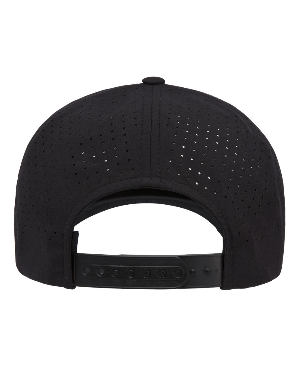 Rear View of Black Five-Panel Snapback with Perforated Cap - 5389AP
