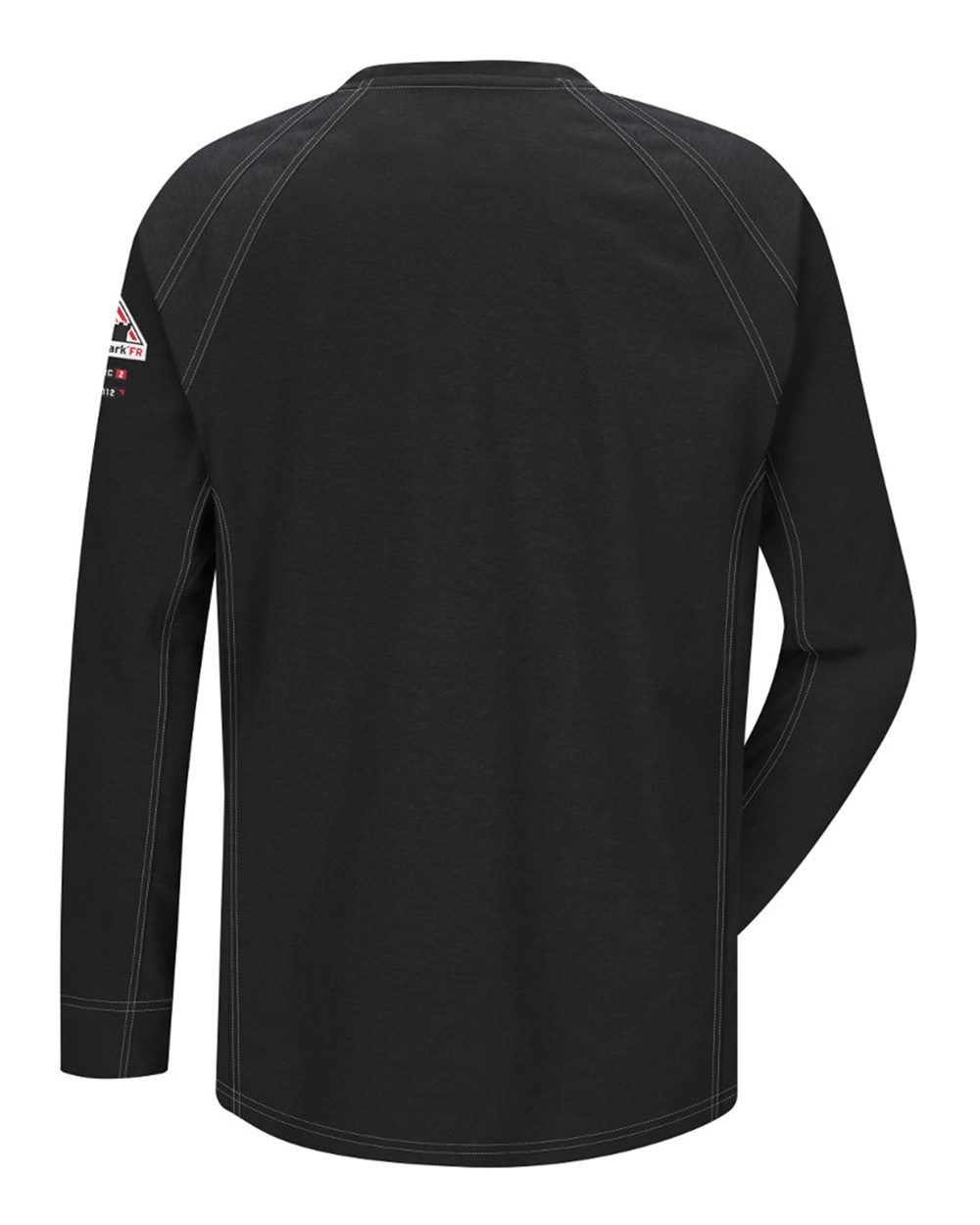 Front View of Black Flame Resistant Long Sleeve Shirt - Tall Sizes - QT32T