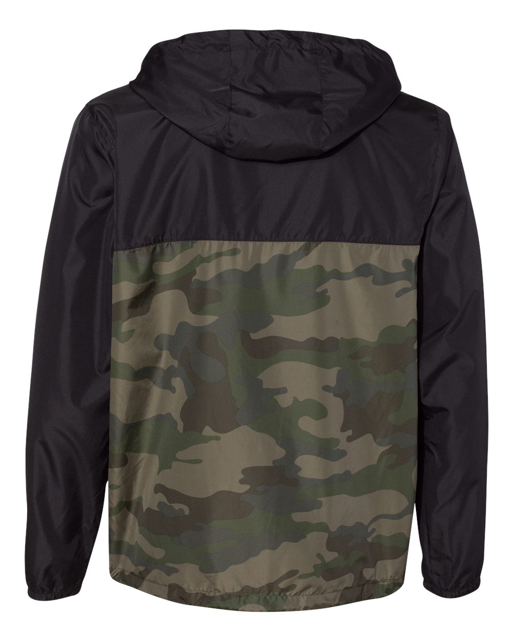 Front View of Black/ Forest Camo Lightweight Windbreaker Full-Zip Jacket - EXP54LWZ