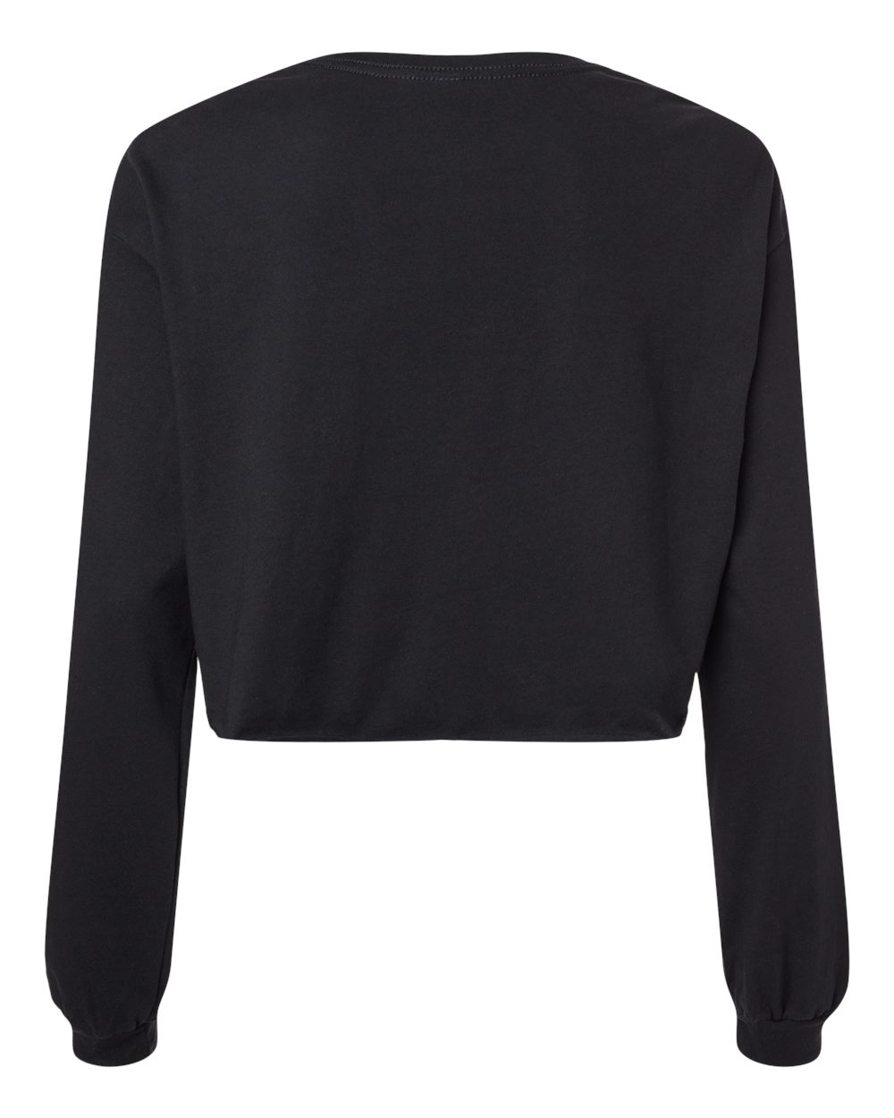 Front View of Black FWD Fashion Women's Crop Long Sleeve Tee - 6501