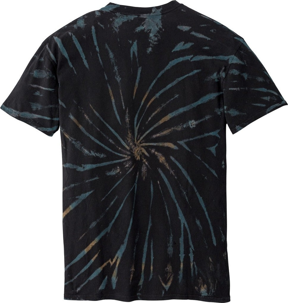 Front View of Black Galxy Sp Port & Co Tie-Dye Tee. PC147