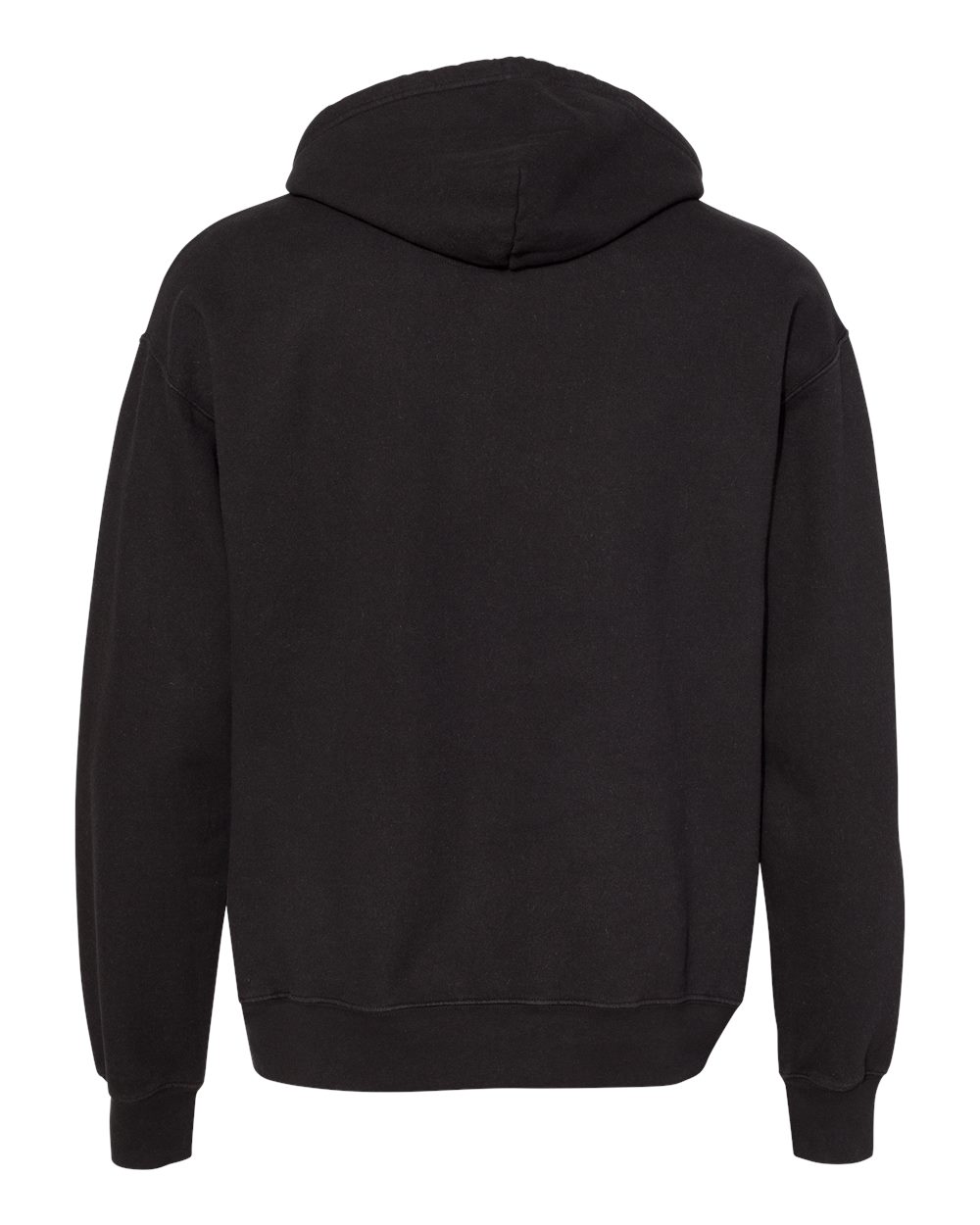 Front View of Black Garment-Dyed Hooded Sweatshirt - CD450