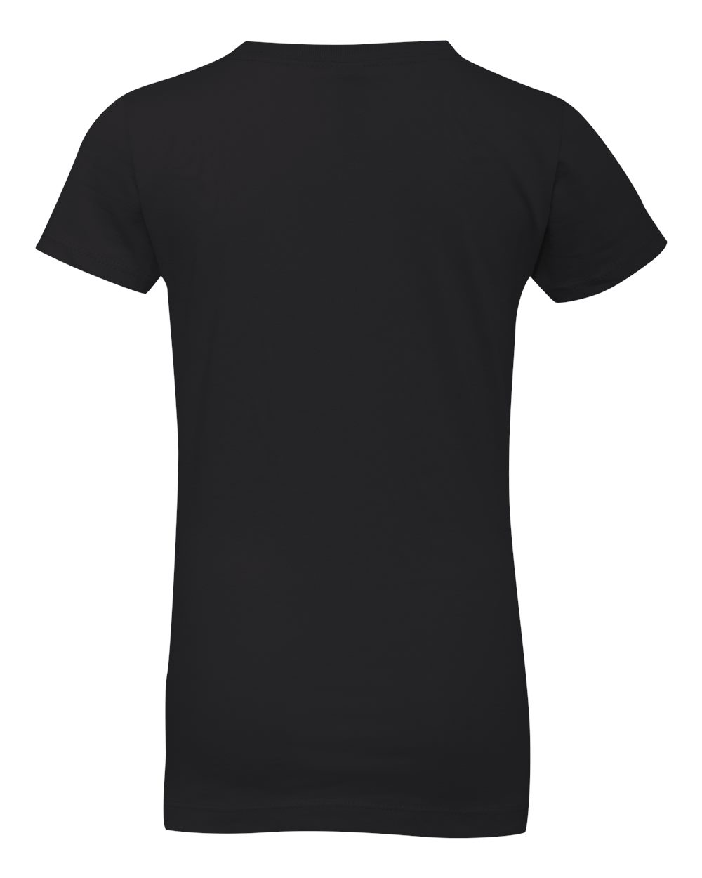 Rear View of Black Girls’ Cotton Princess T-Shirt - 3710